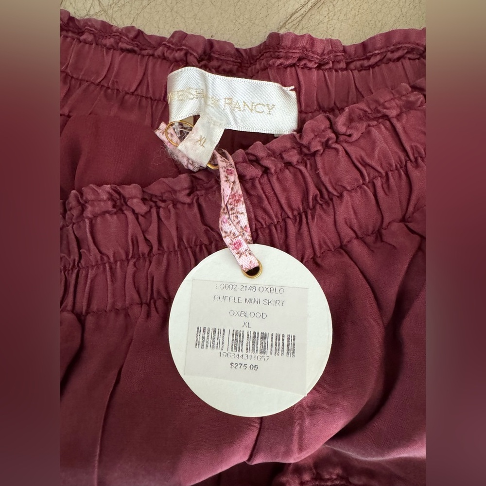 LOVESHACKFANCY RUFFLE MINI TIERED SKIRT OXBLOOD. Size XL. MSRP 275 - Picture 9 of 15